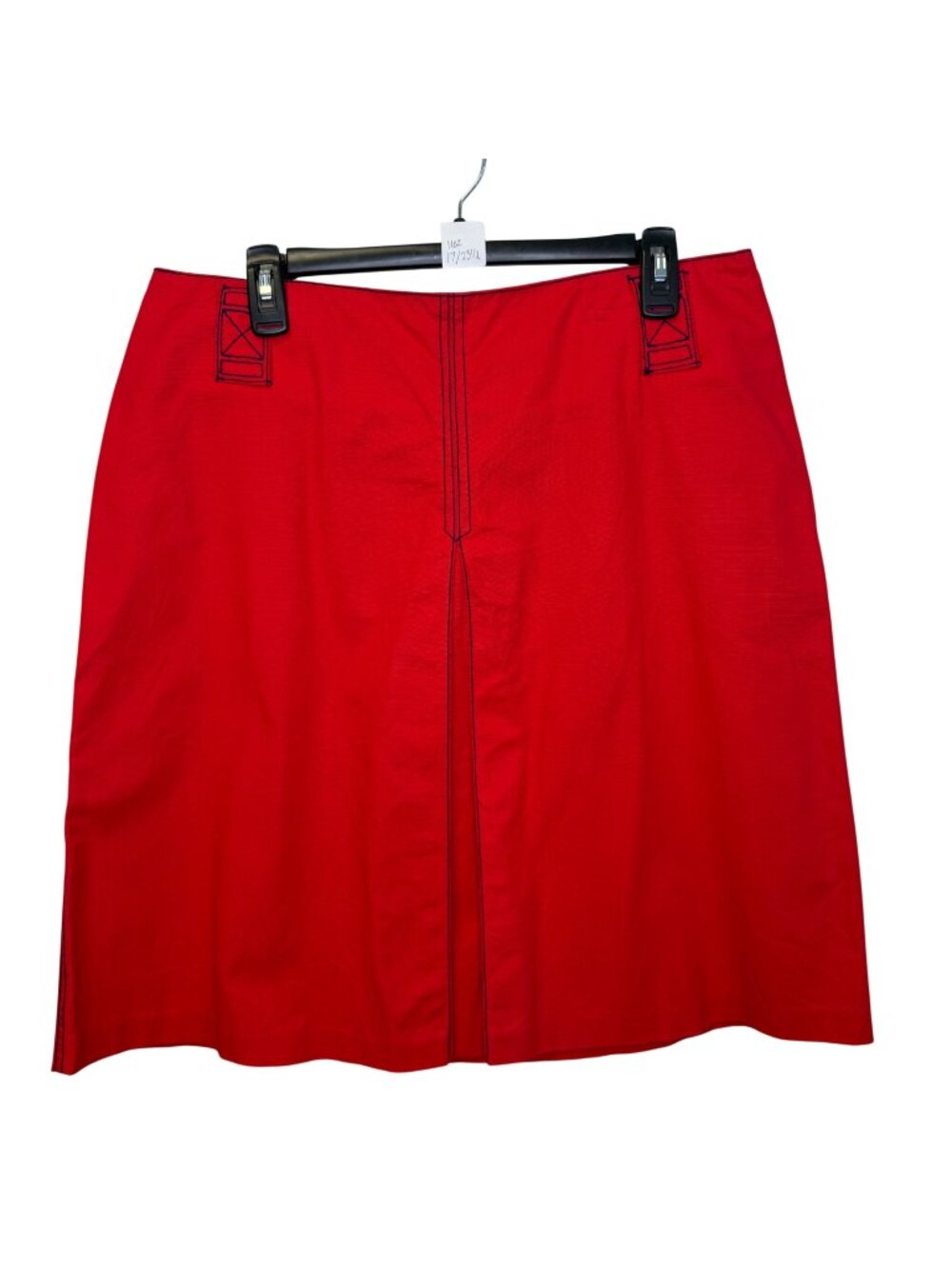 Beliza Red Cotton Blend A-Line Skirt Womens Size 14 Contrast Stitch Knee Length